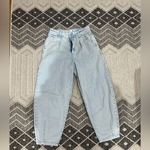 Free people light wash barrel jeans